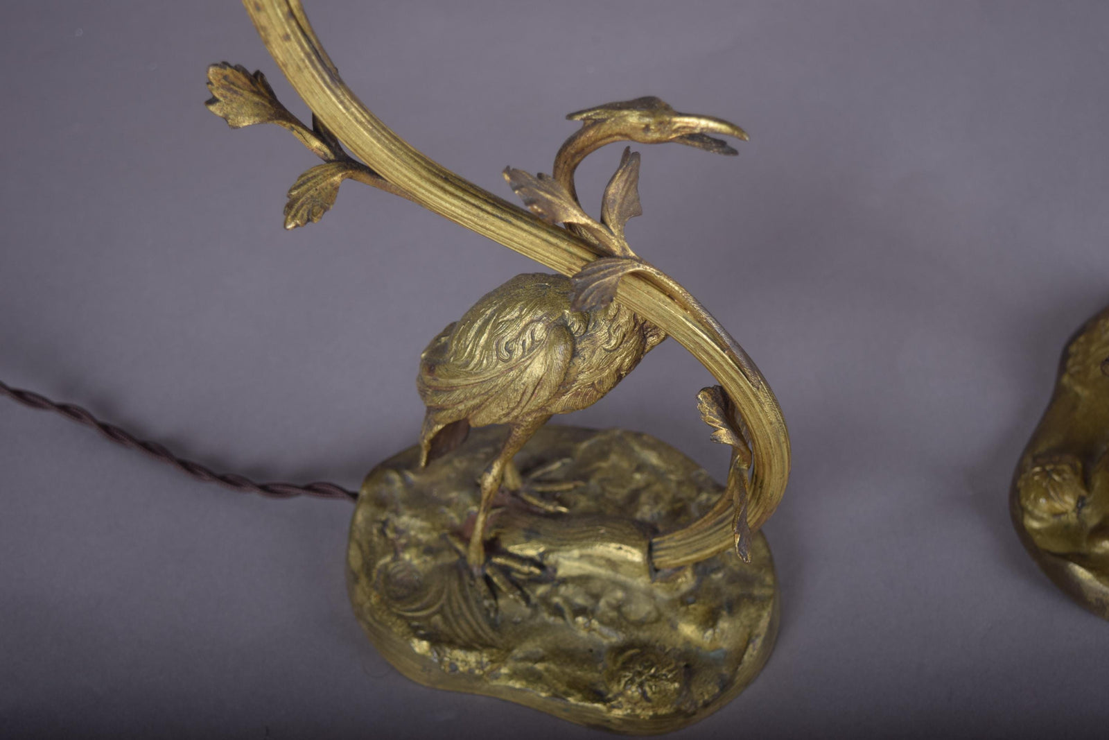 Pair of Gilt Crane Table Lamps, Hollywood Regency / French Art Deco Style, 1930s