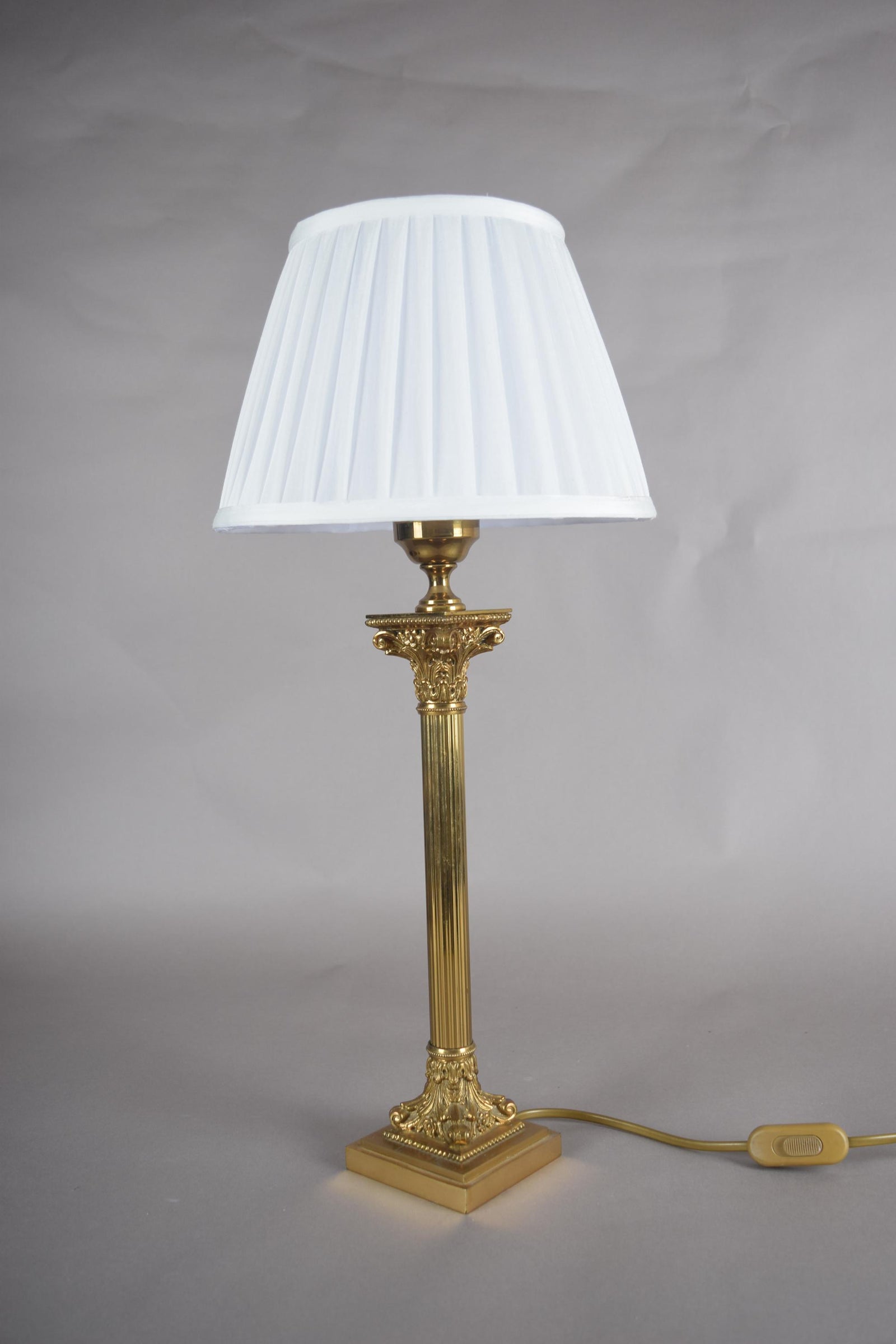 Tall Corinthian Column Lamp in Brass, Louis XVI Revival — Netherlands, 1960s