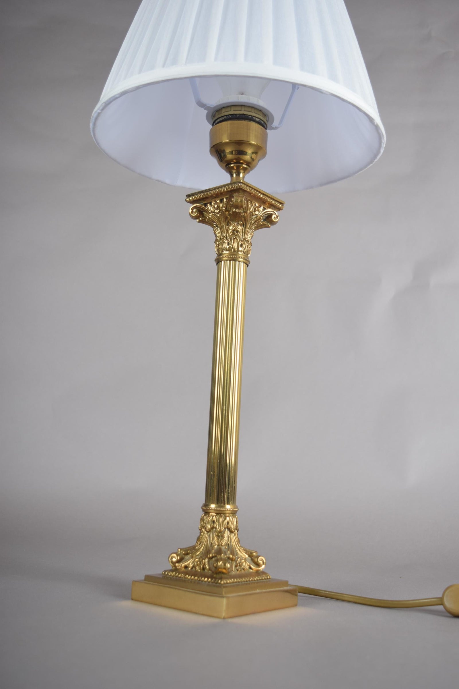 Tall Corinthian Column Lamp in Brass, Louis XVI Revival — Netherlands, 1960s