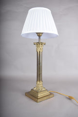 Vintage Brass Column Table Lamp, Corinthian Capital — Neoclassical Empire Style, 1950s