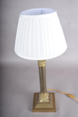 Vintage Brass Column Table Lamp, Corinthian Capital — Neoclassical Empire Style, 1950s