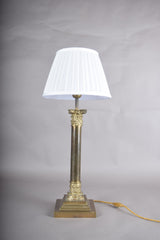 Vintage Brass Column Table Lamp, Corinthian Capital — Neoclassical Empire Style, 1950s
