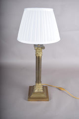 Vintage Brass Column Table Lamp, Corinthian Capital — Neoclassical Empire Style, 1950s