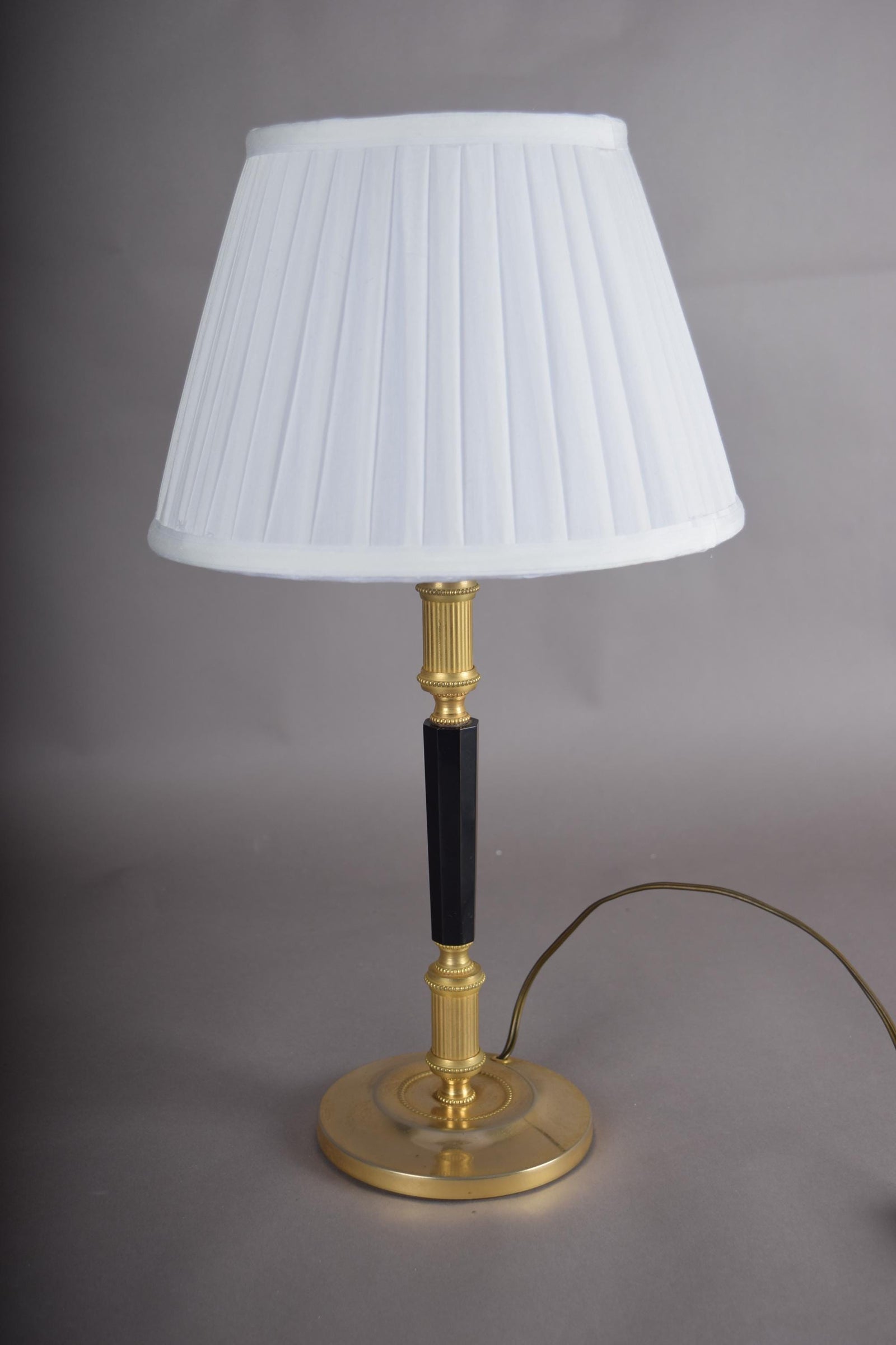 Mid-Century Gilded Brass Desk Lamp with Pleated Shade, 1950s