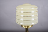 Josef Hoffmann Style Table Lamp, Brass Base with Ribbed Opaline Glass Shade, Wiener Werkstätte Inspired