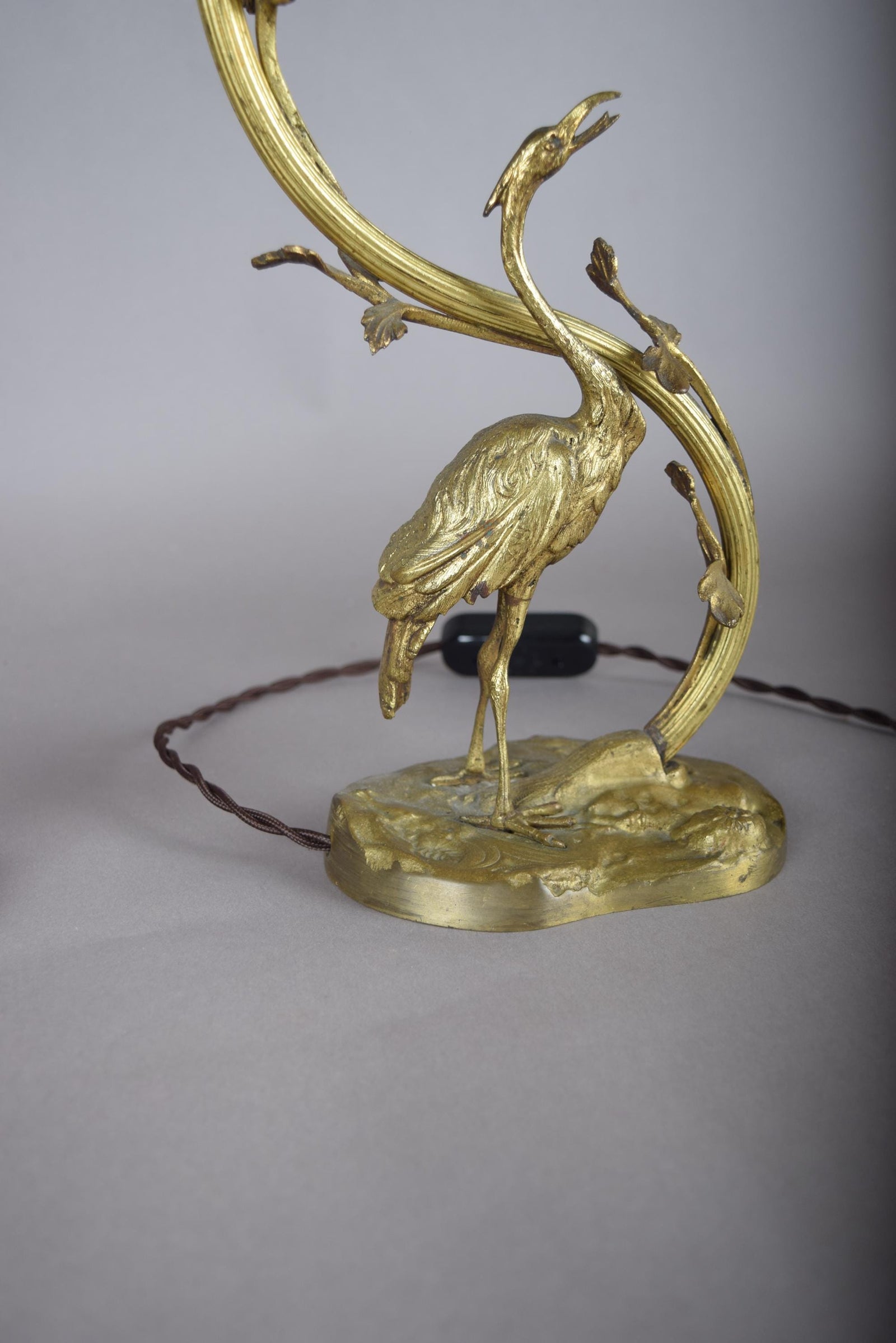 Pair of Gilt Crane Table Lamps, Hollywood Regency / French Art Deco Style, 1930s