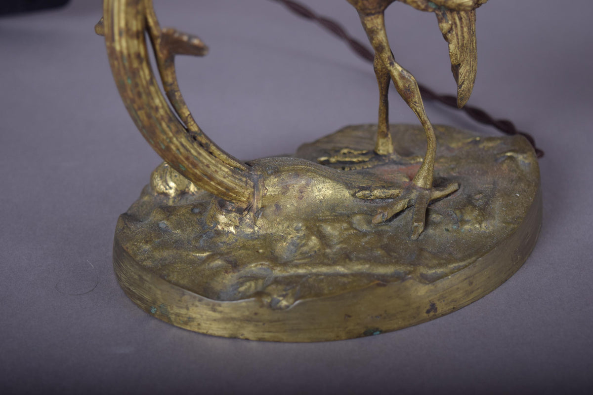 Pair of Gilt Crane Table Lamps, Hollywood Regency / French Art Deco Style, 1930s