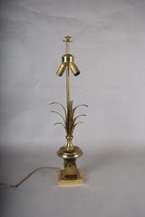 Vintage Brass Palm Frond Table Lamp, Urn Form, Dual Socket — Hollywood Regency Style, 1960s