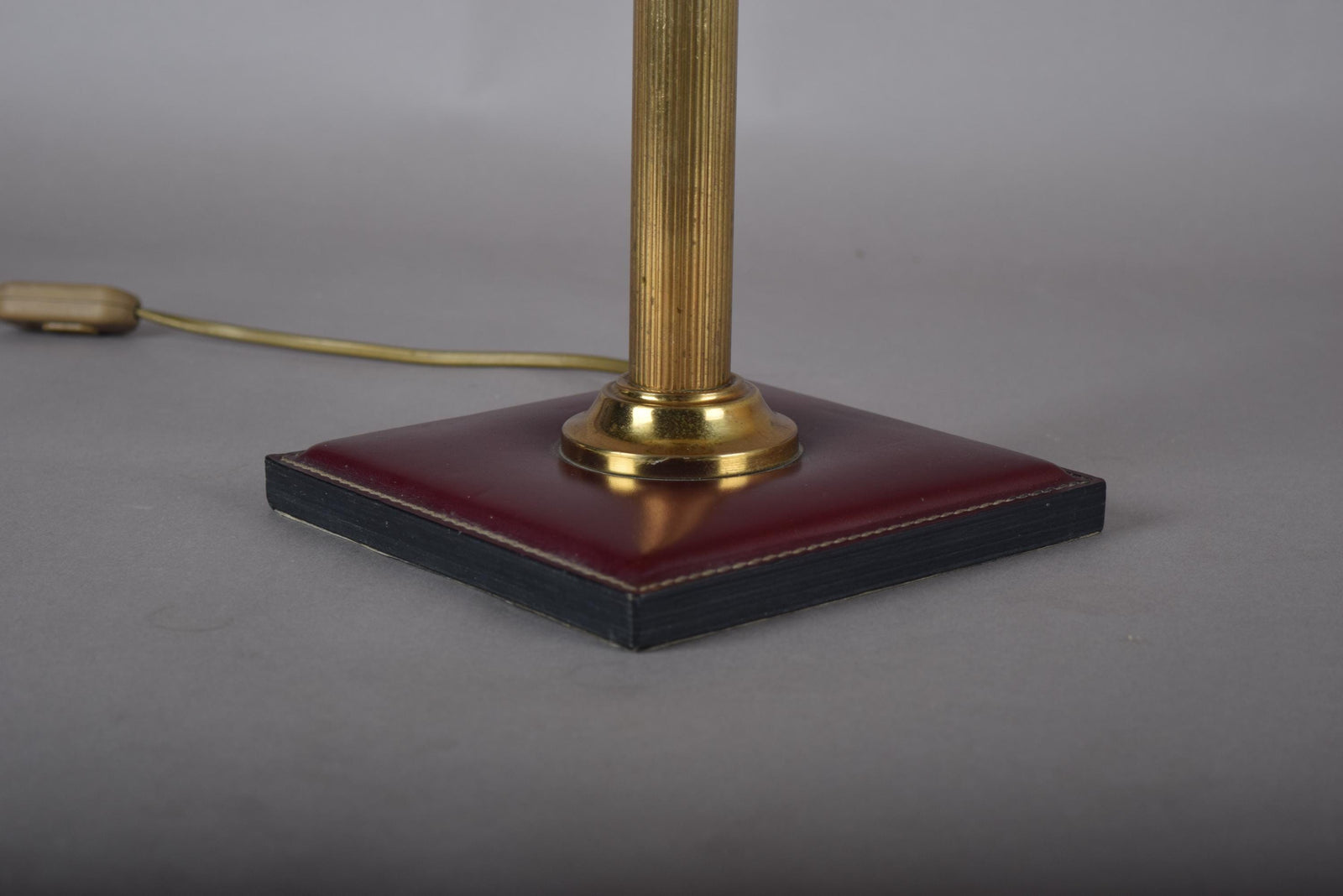 Jacques Adnet Style Brass Desk Lamp with Leather Base, Mid-Century, 1960s