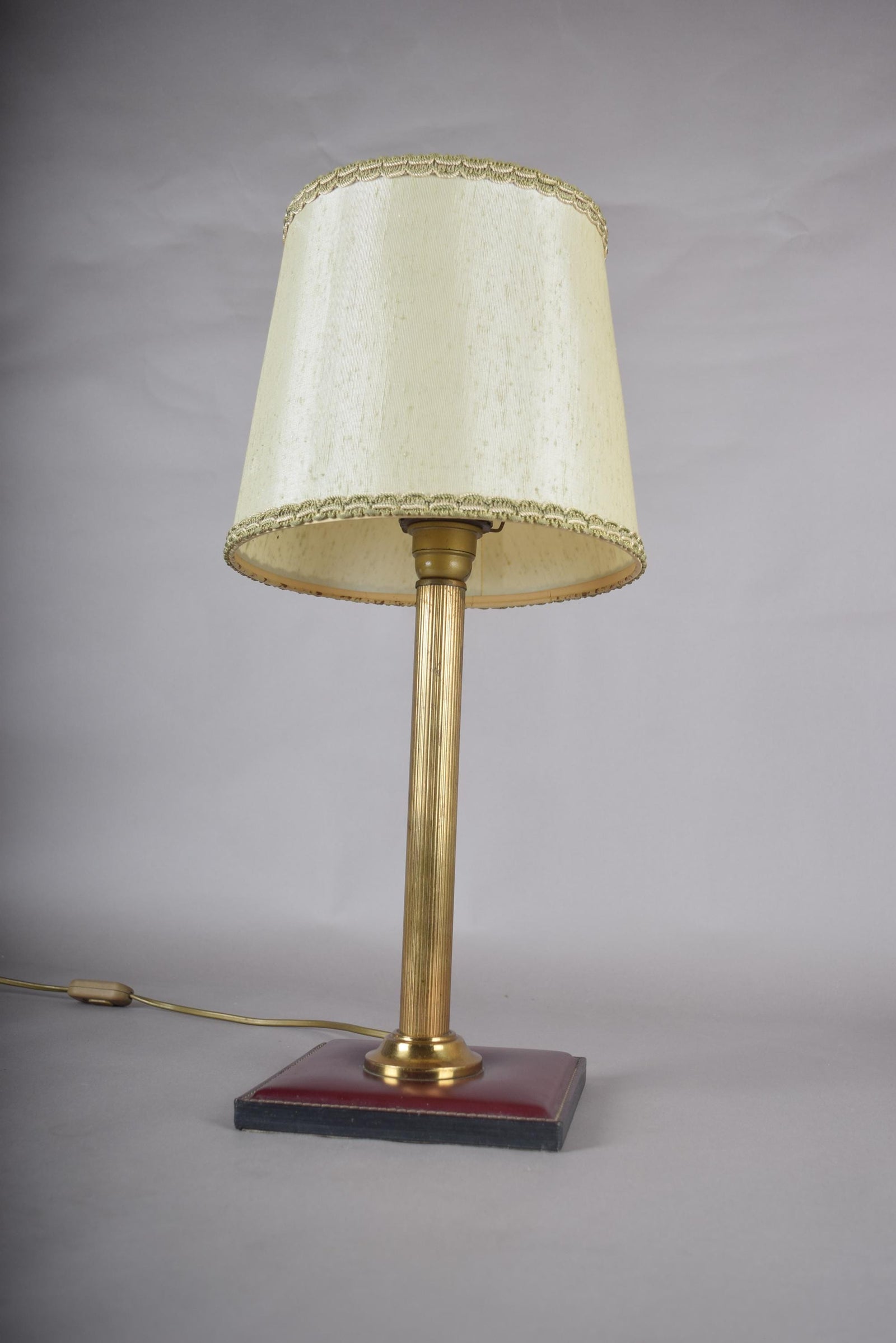 Jacques Adnet Style Brass Desk Lamp with Leather Base, Mid-Century, 1960s