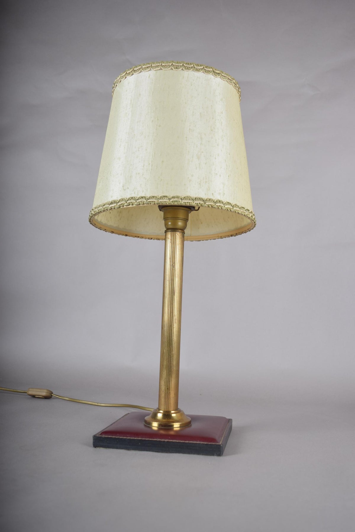Jacques Adnet Style Brass Desk Lamp with Leather Base, Mid-Century, 1960s
