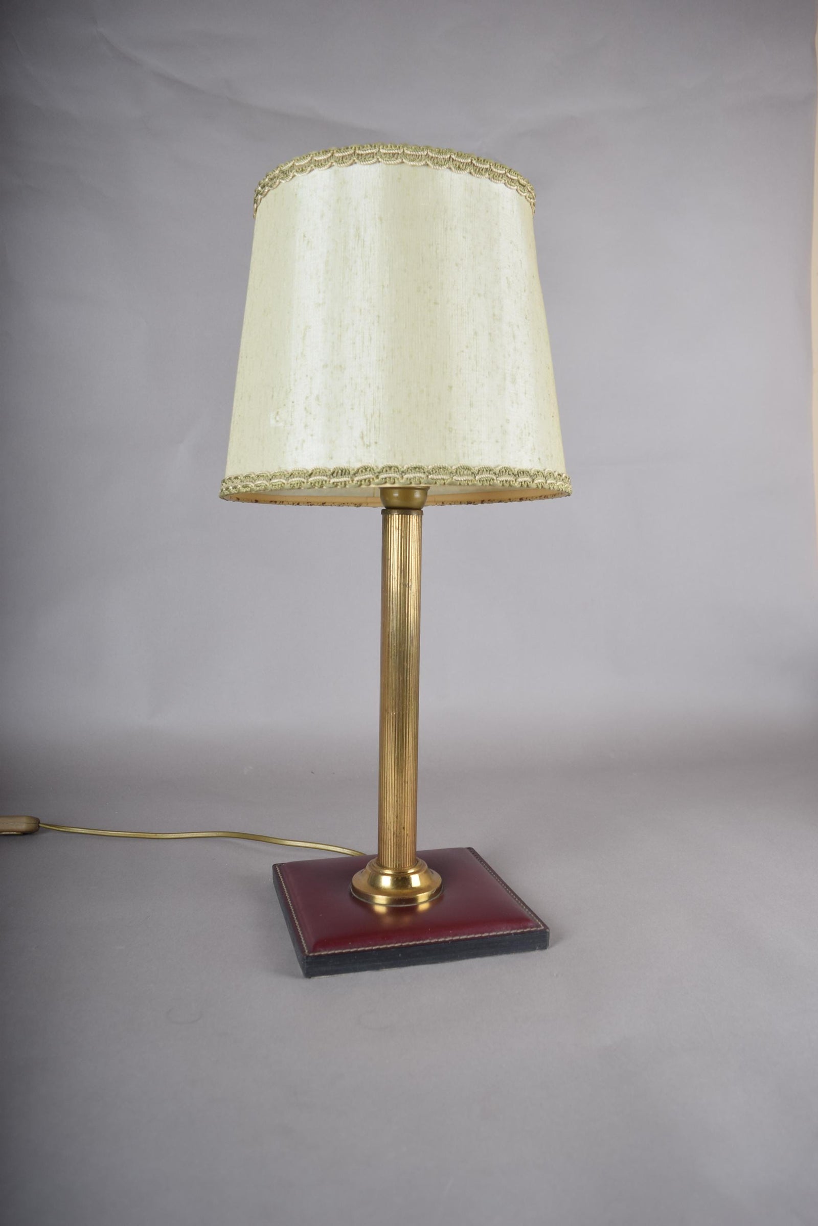 Jacques Adnet Style Brass Desk Lamp with Leather Base, Mid-Century, 1960s