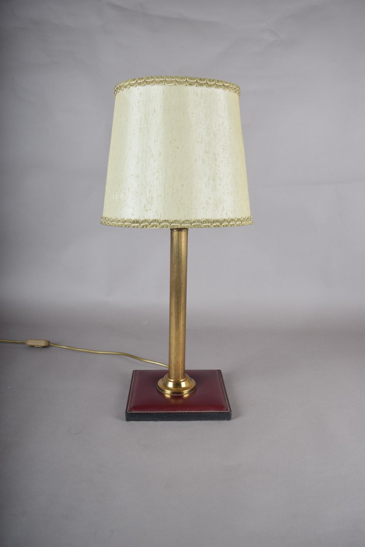 Jacques Adnet Style Brass Desk Lamp with Leather Base, Mid-Century, 1960s