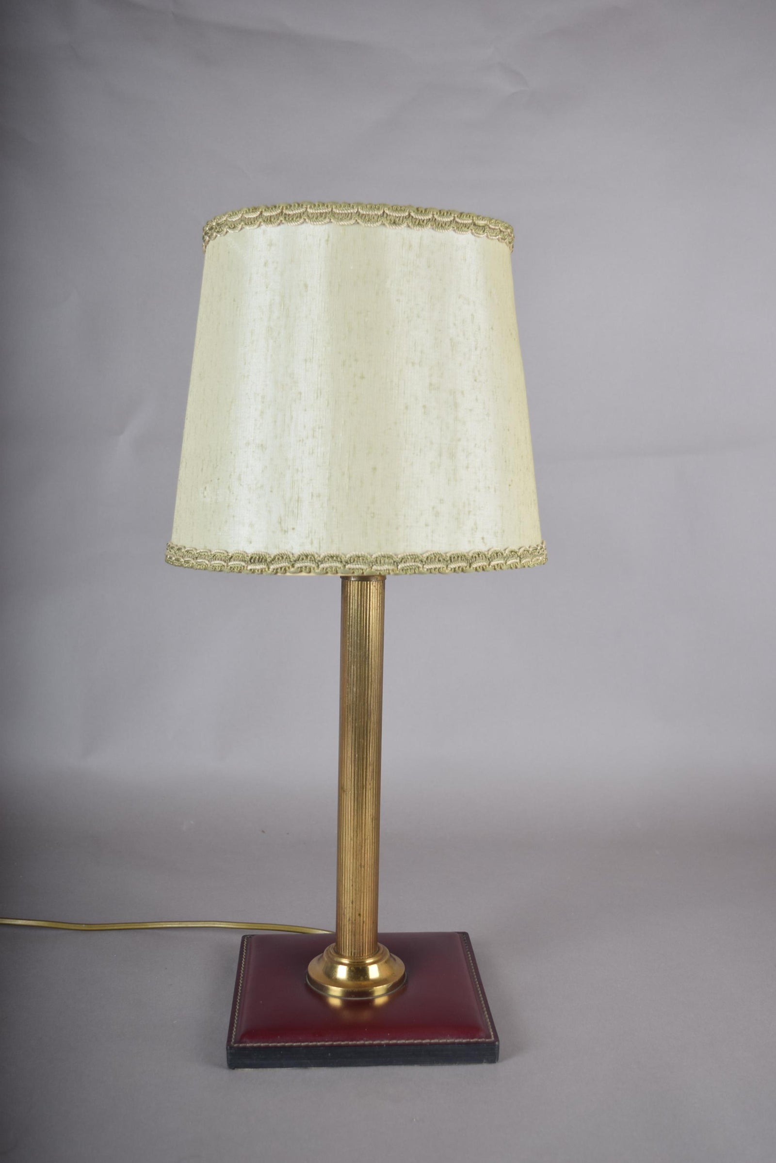 Jacques Adnet Style Brass Desk Lamp with Leather Base, Mid-Century, 1960s