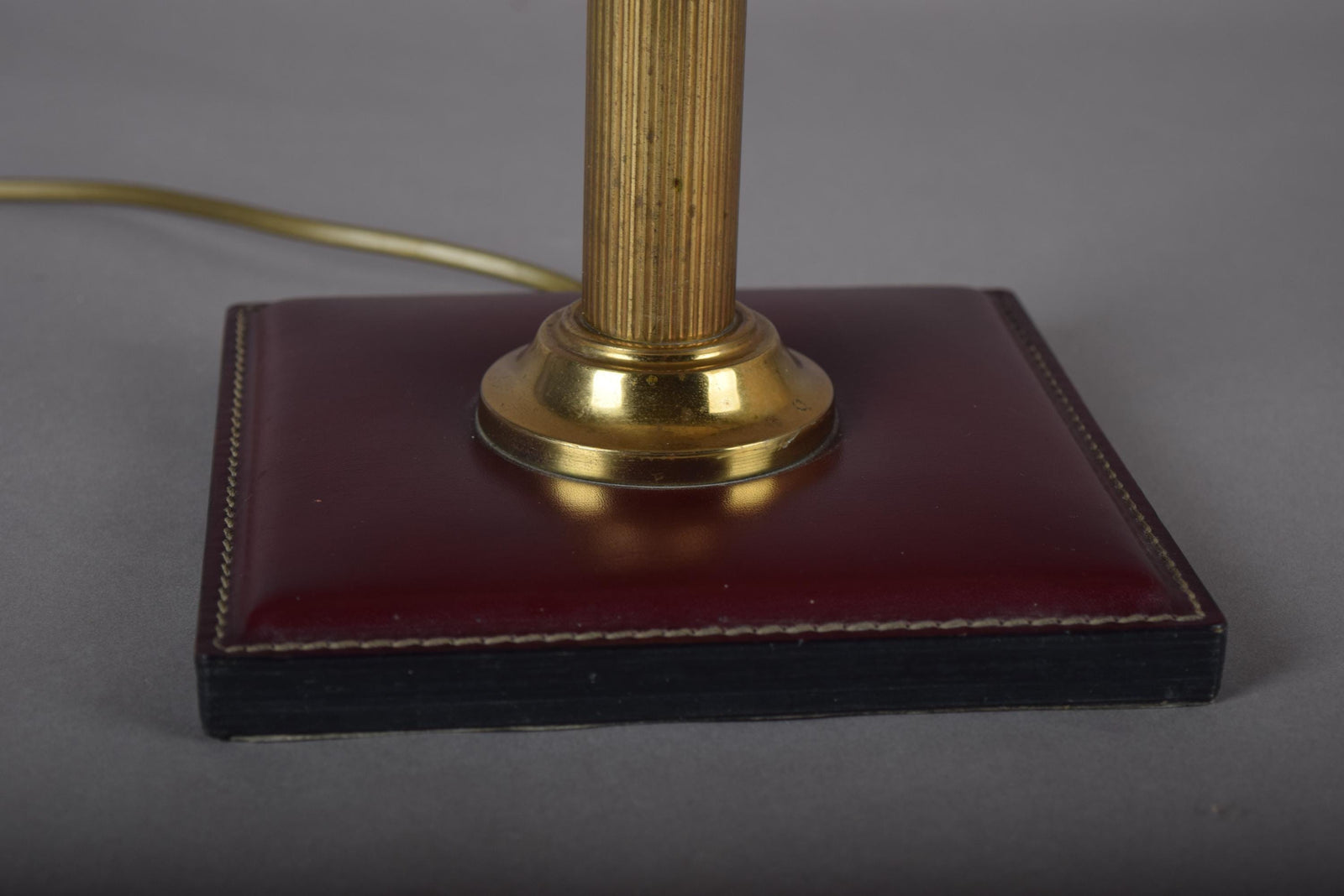 Jacques Adnet Style Brass Desk Lamp with Leather Base, Mid-Century, 1960s
