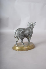 Vintage Spelter Bull Sculpture, 1920s | Antique Coin Bank Figurine | Sculptural Animal Desk Decor