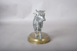 Vintage Spelter Bull Sculpture, 1920s | Antique Coin Bank Figurine | Sculptural Animal Desk Decor