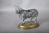 Vintage Spelter Bull Sculpture, 1920s | Antique Coin Bank Figurine | Sculptural Animal Desk Decor