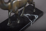 Vintage Spelter Antelope Sculpture, Art Deco Style, Black Marble Base, 1930s
