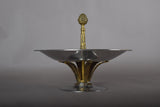 Vintage Silver-Toned and Brass Pedestal Bonbonniere, Candy Dish or Centerpiece Bowl, 1960s