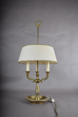 Antique Brass Bouillotte Lamp, Three-Arm Candelabra Form — French, 19th Century
