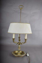 Antique Brass Bouillotte Lamp, Three-Arm Candelabra Form — French, 19th Century