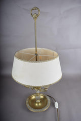 Antique Brass Bouillotte Lamp, Three-Arm Candelabra Form — French, 19th Century