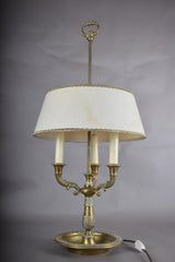Antique Brass Bouillotte Lamp, Three-Arm Candelabra Form — French, 19th Century