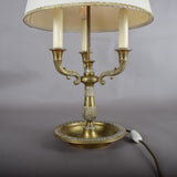 Antique Brass Bouillotte Lamp, Three-Arm Candelabra Form — French, 19th Century