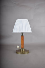 Vintage Wood and Brass Table Lamp, Mid-Century Bedside Lighting