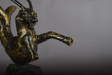 Bronze Capricorn Sculpture, Signed Faust 1994 — Mythical Zodiac Form on Stone Base