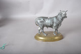 Vintage Spelter Bull Sculpture, 1920s | Antique Coin Bank Figurine | Sculptural Animal Desk Decor
