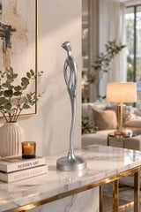 Silver-Toned Metal Abstract Figure Sculpture, Elongated Form, 1970s
