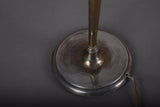 Vintage Brass Table Lamp, Worn Silver-Tone Finish, Pleated Shade, 1940s