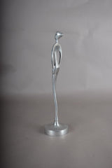 Silver-Toned Metal Abstract Figure Sculpture, Elongated Form, 1970s