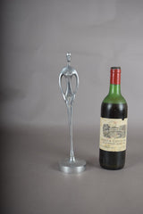 Silver-Toned Metal Abstract Figure Sculpture, Elongated Form, 1970s