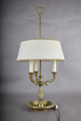 Antique Brass Bouillotte Lamp, Three-Arm Candelabra Form — French, 19th Century