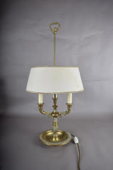 Antique Brass Bouillotte Lamp, Three-Arm Candelabra Form — French, 19th Century