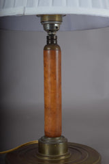 Vintage Wood and Brass Table Lamp, Mid-Century Bedside Lighting