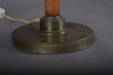 Vintage Wood and Brass Table Lamp, Mid-Century Bedside Lighting