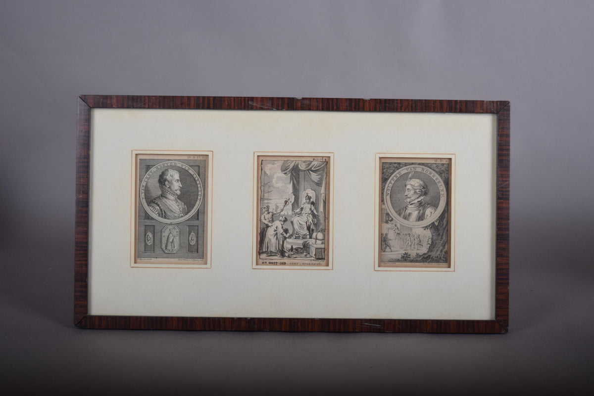 Framed Trio of Dutch Historical Engravings — Wolfert van Borselen & VOC Founding Scene