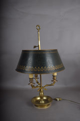 Antique Bronze Bouillotte Lamp, Swan-Head Arms — French Empire Style, Circa 1910s