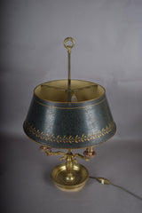 Antique Bronze Bouillotte Lamp, Swan-Head Arms — French Empire Style, Circa 1910s