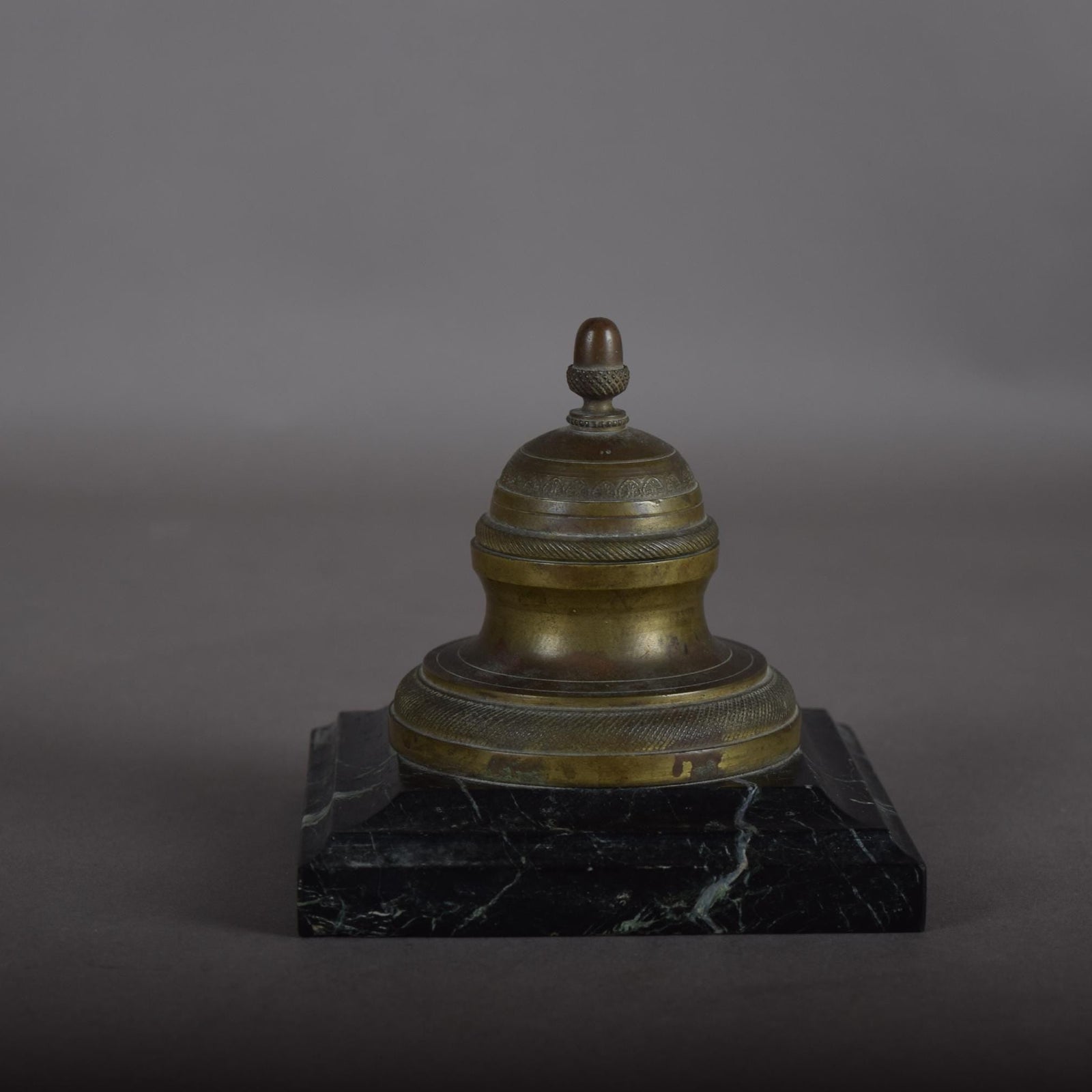 Antique Bronze Inkwell, 19th Century | French Style Marble Base | Hinged Desk Accessory, Writing Collectible