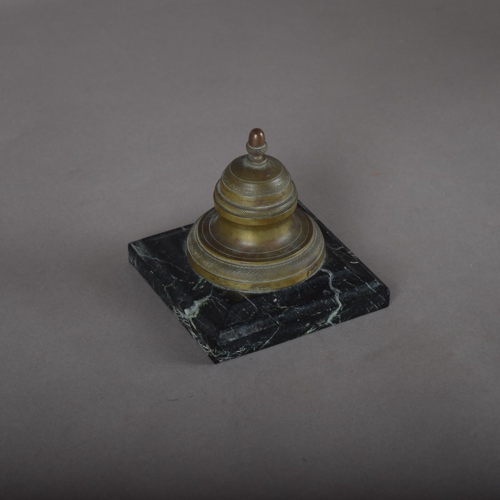 Antique Bronze Inkwell, 19th Century | French Style Marble Base | Hinged Desk Accessory, Writing Collectible