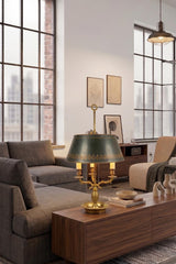 Antique Bronze Bouillotte Lamp, Swan-Head Arms — French Empire Style, Circa 1910s