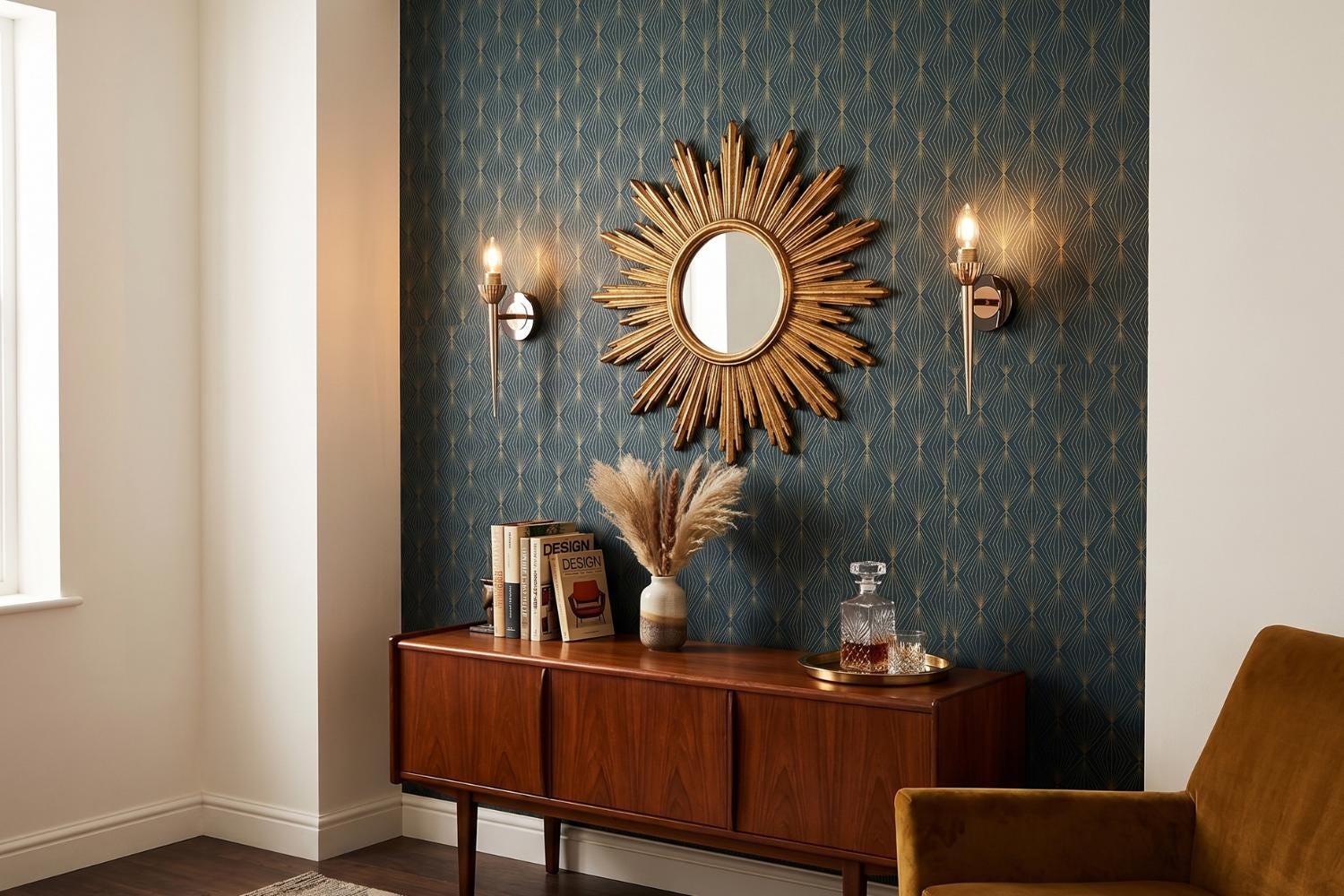 Vintage Brass Wall Sconce Pair, Pointed Cone Design — Mid-Century Modern, 1950s