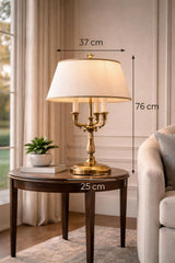 Antique Brass Bouillotte Lamp, Three-Arm Candelabra Form — French, 19th Century