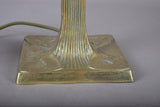Vintage Brass Double-Arm Table Lamp, Frosted Tulip Shades — Art Nouveau Style, 1950s