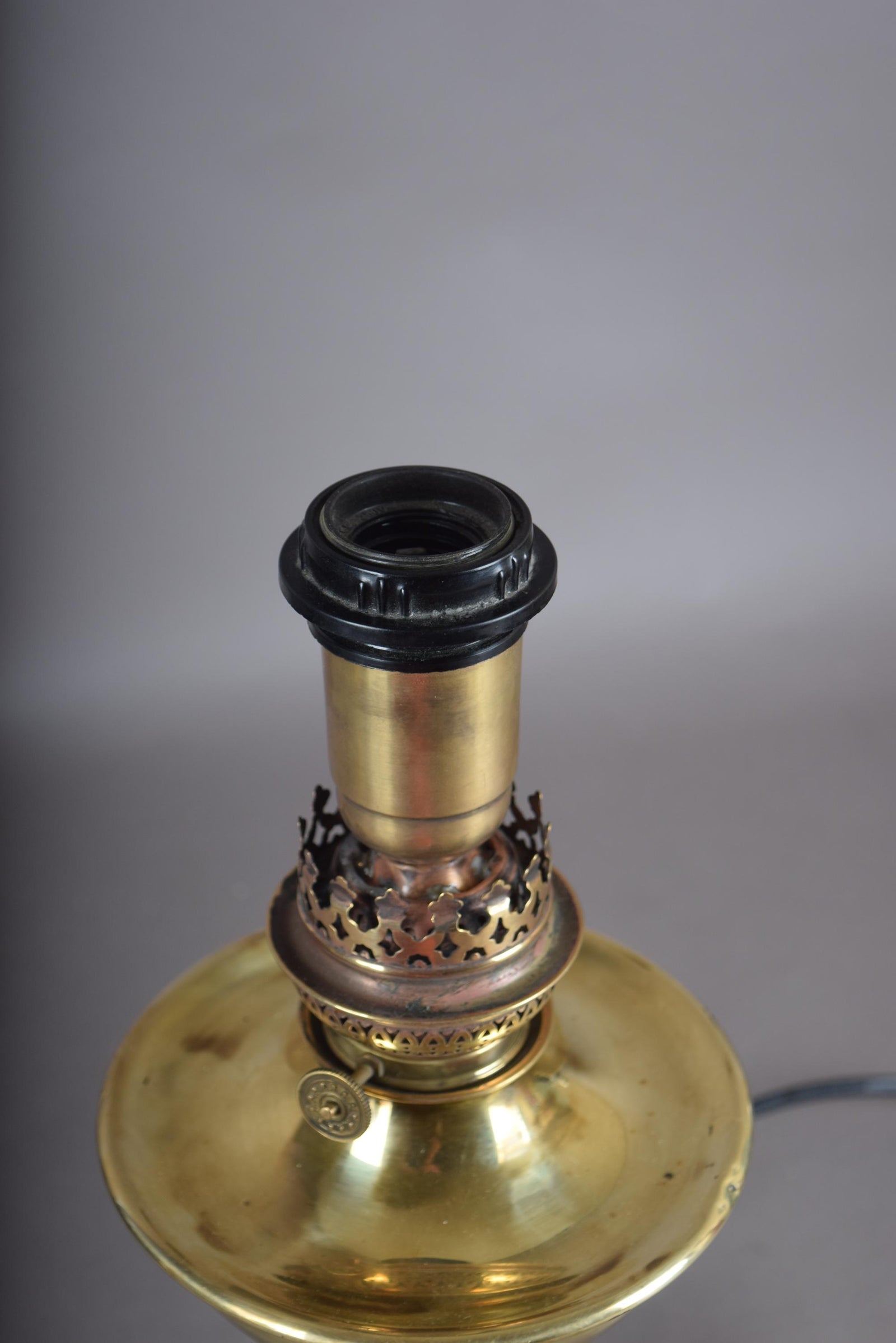 Antique Brass Oil Lamp, Electrified — Victorian Style Table Lamp, 19th Century
